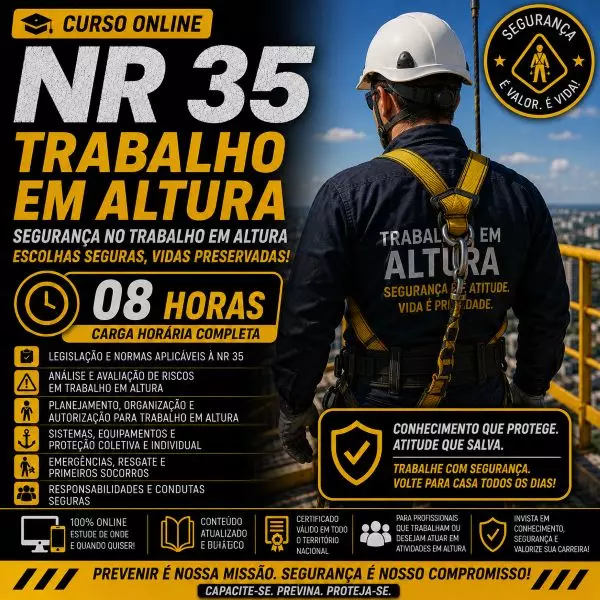Curso NR 35 - Trabalho em Altura - R$ 129,00