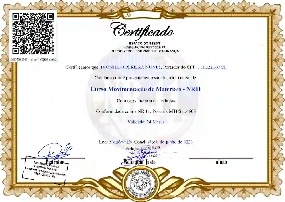 certificado nr11 curso nr11 nr 11 movimentação de cargas curso movimentação de cargas
