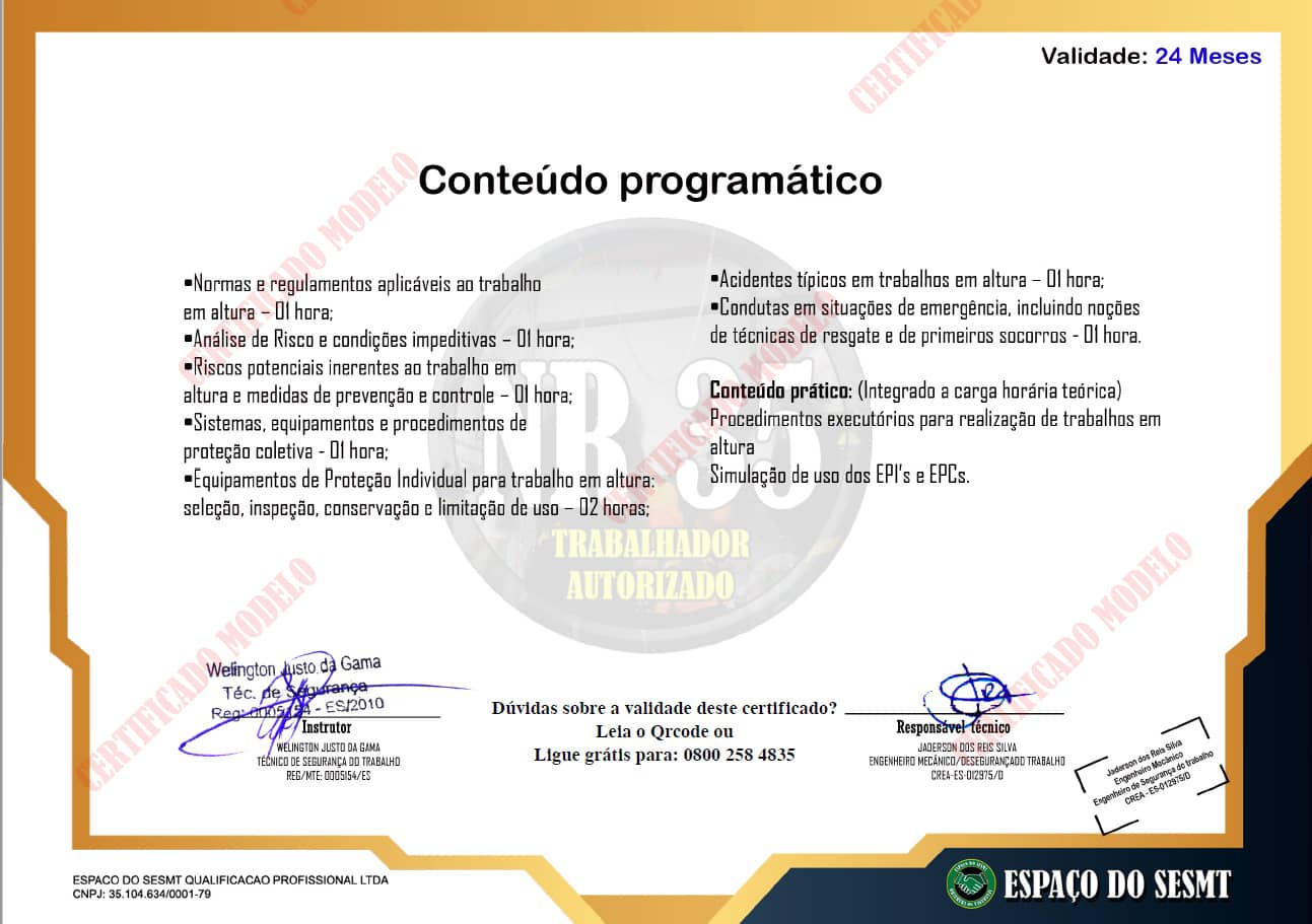 Modelo certificado nr 35 certificado nr 35 curso nr 35 online