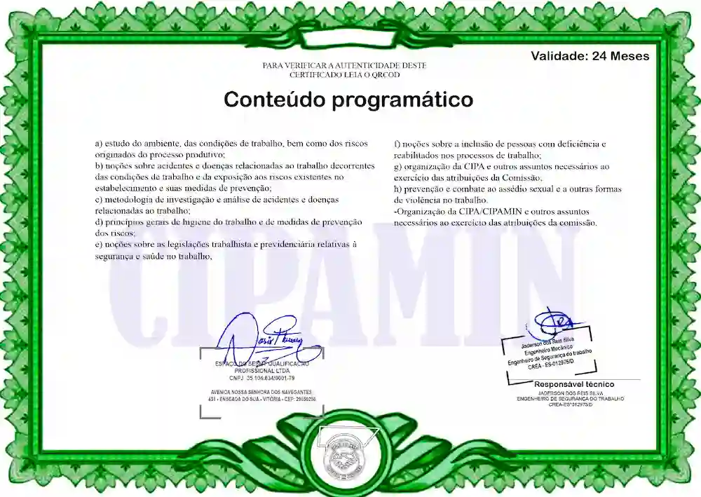 CURSO NR 22 certificado cipamin certificado nr 22