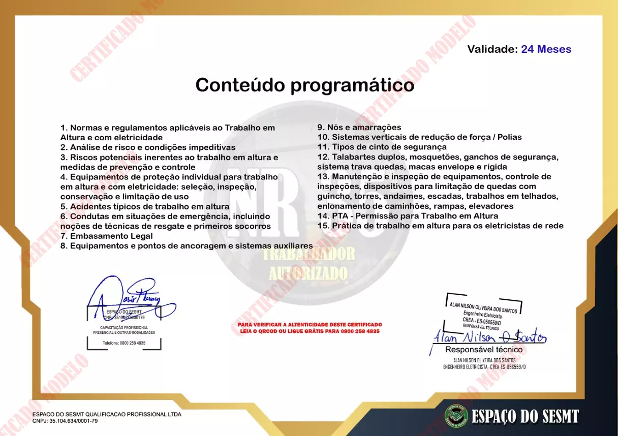 CERTIFICADO NR35 REDE ELETRICA CURSO NR 35 PARA ELETRICISTA
