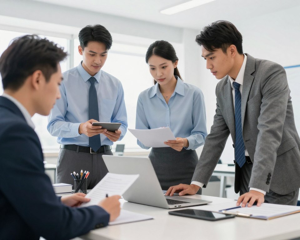 Imagem de profissionais em um ambiente de trabalho seguro Imagem de profissionais em um ambiente de trabalho seguro