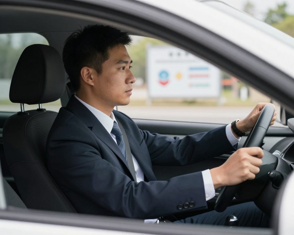 Imagem de um motorista em treinamento Imagem de um motorista em treinamento