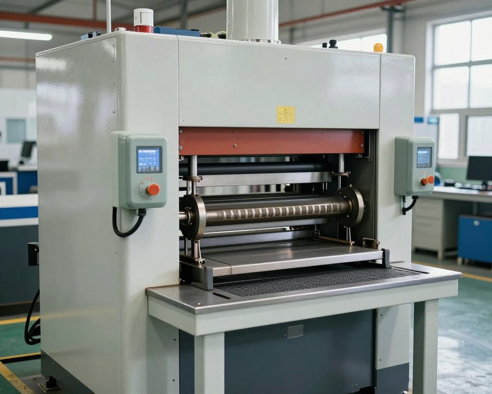 Imagem de uma prensa industrial com dispositivos de segurança Imagem de uma prensa industrial com dispositivos de segurança