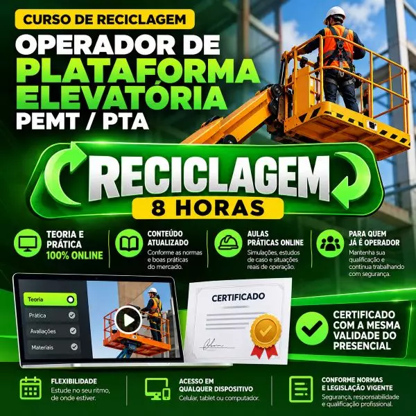 Plataforma elevatória tesoura - curso reciclagem PEMT